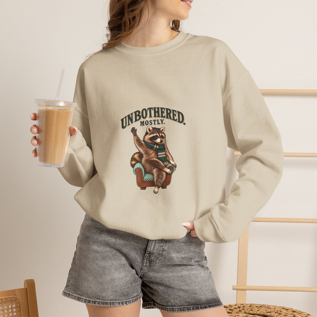 Unbothered, Mostly Taco the Raccoon Crewneck | Worth the Doing