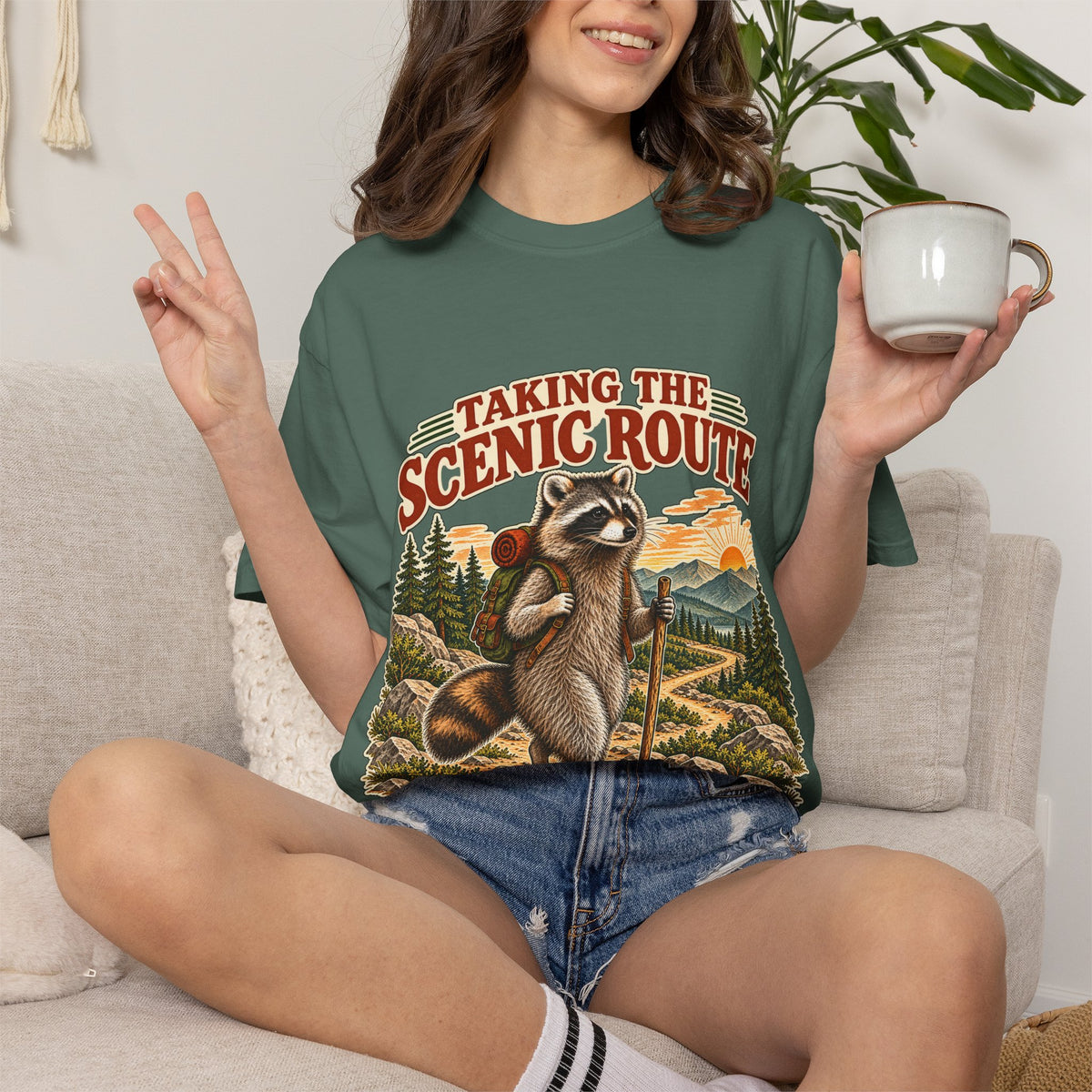 Taking the Scenic Route Raccoon Nature T-Shirt