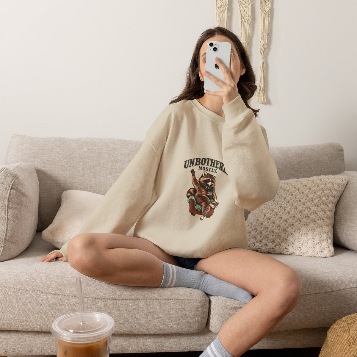 Unbothered, Mostly Taco the Raccoon Crewneck | Worth the Doing