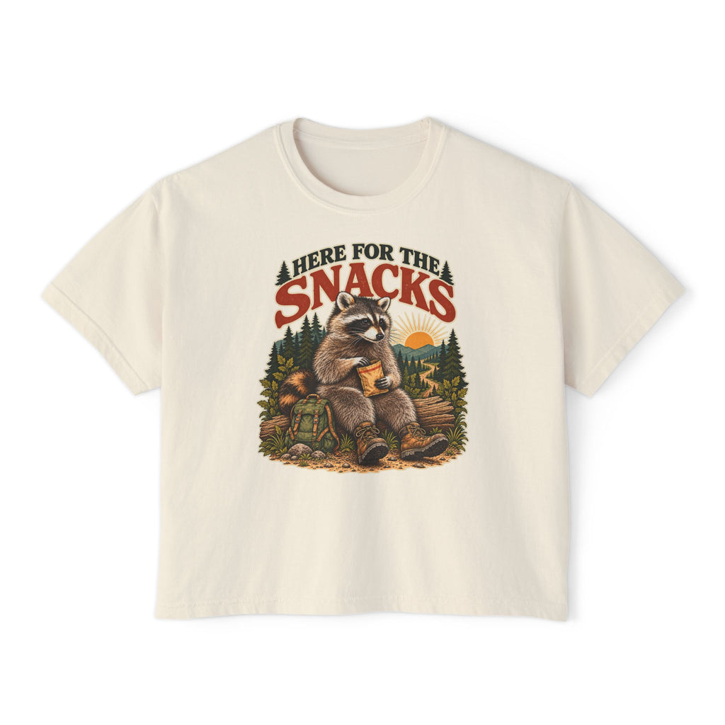Here for the Snacks Raccoon Cropped Boxy Tee