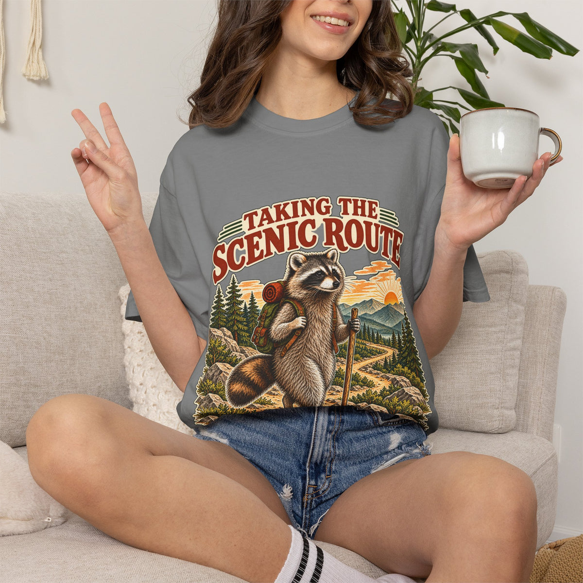 Taking the Scenic Route Raccoon Nature T-Shirt