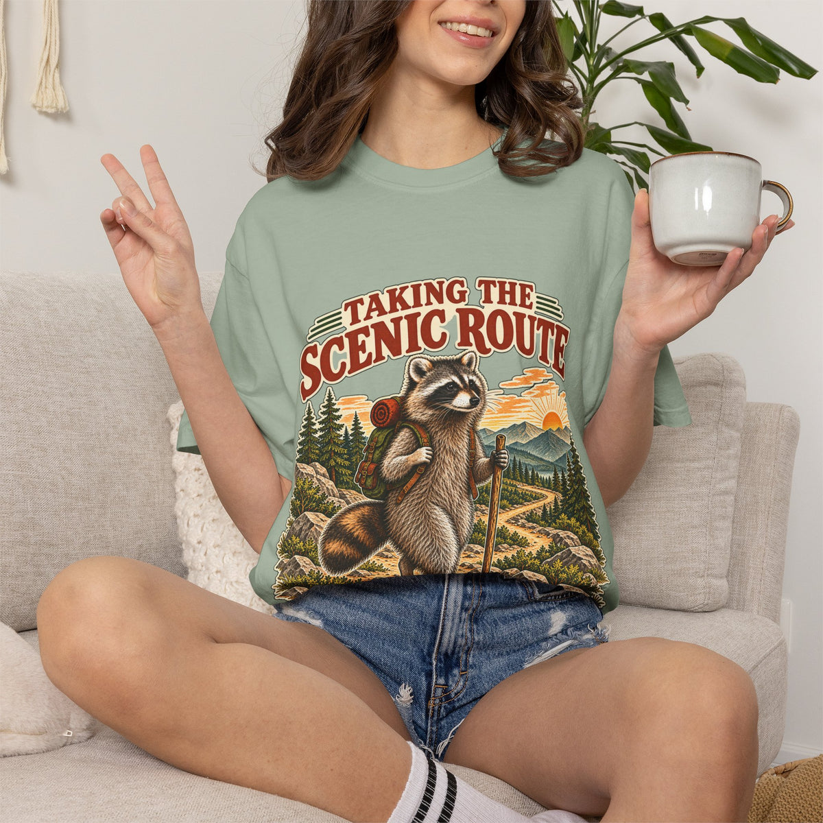 Taking the Scenic Route Raccoon Nature T-Shirt