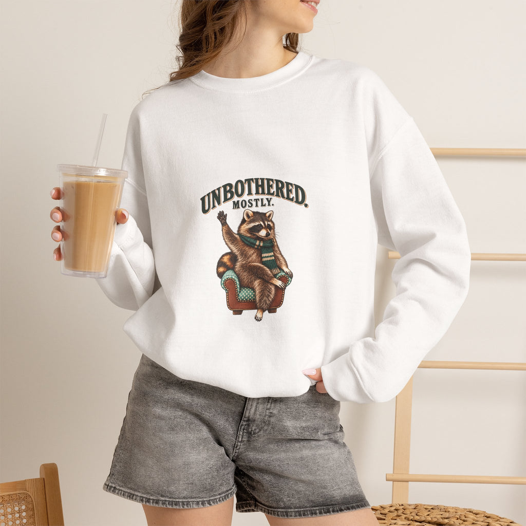 Unbothered, Mostly Taco the Raccoon Crewneck | Worth the Doing