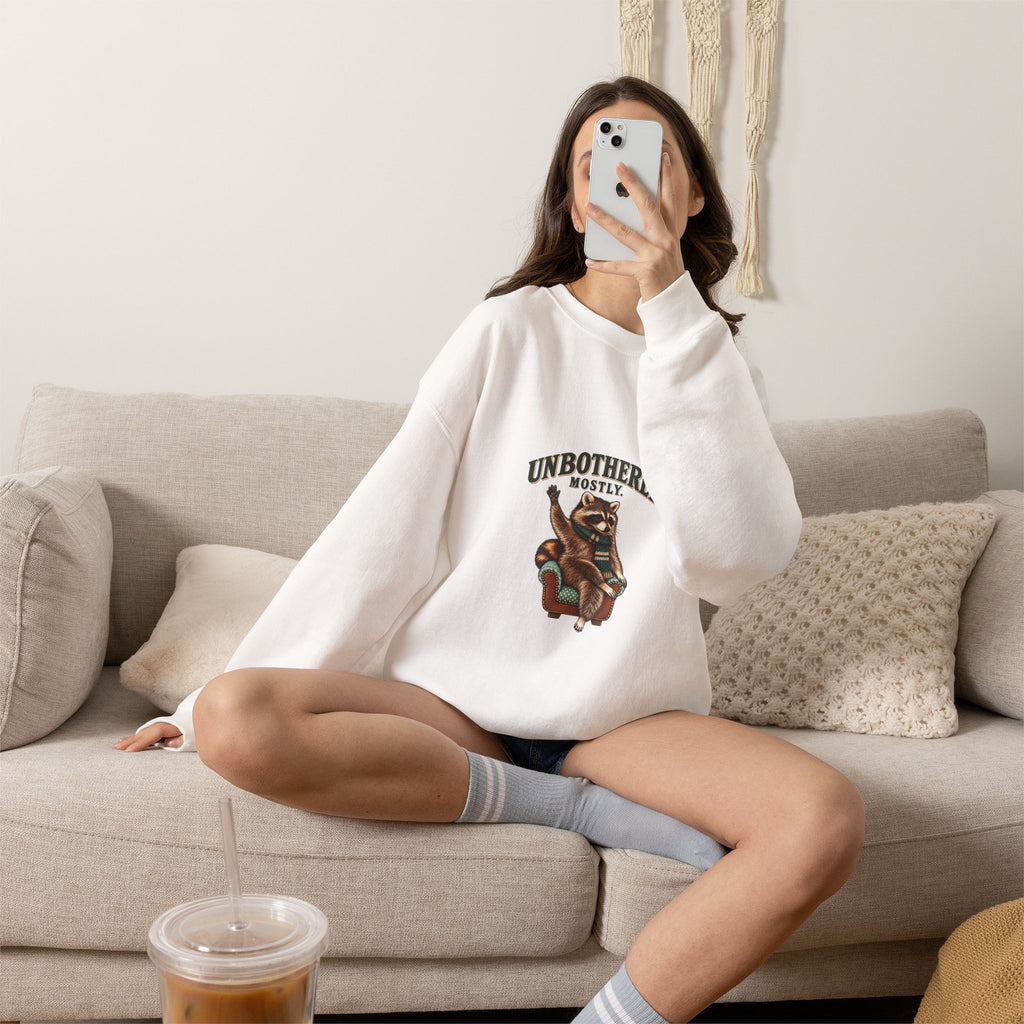 Unbothered, Mostly Taco the Raccoon Crewneck | Worth the Doing