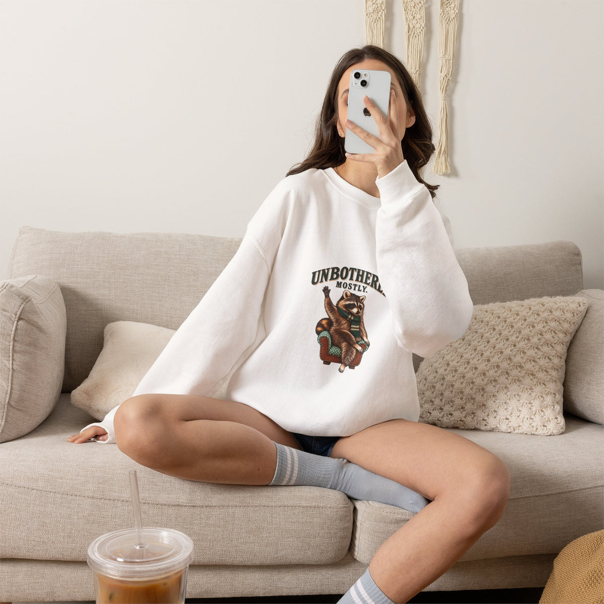 Unbothered, Mostly Taco the Raccoon Crewneck | Worth the Doing
